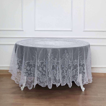 Lace 90" Round Tablecloth White - Premium Design for Versatile Table Decor