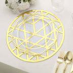 6-Pack Disposable Table Placemats in Metallic Gold Laser Cut Geometric Triangle Design - 700GSM Cardboard Placemats for Glamorous Table Settings 13"
