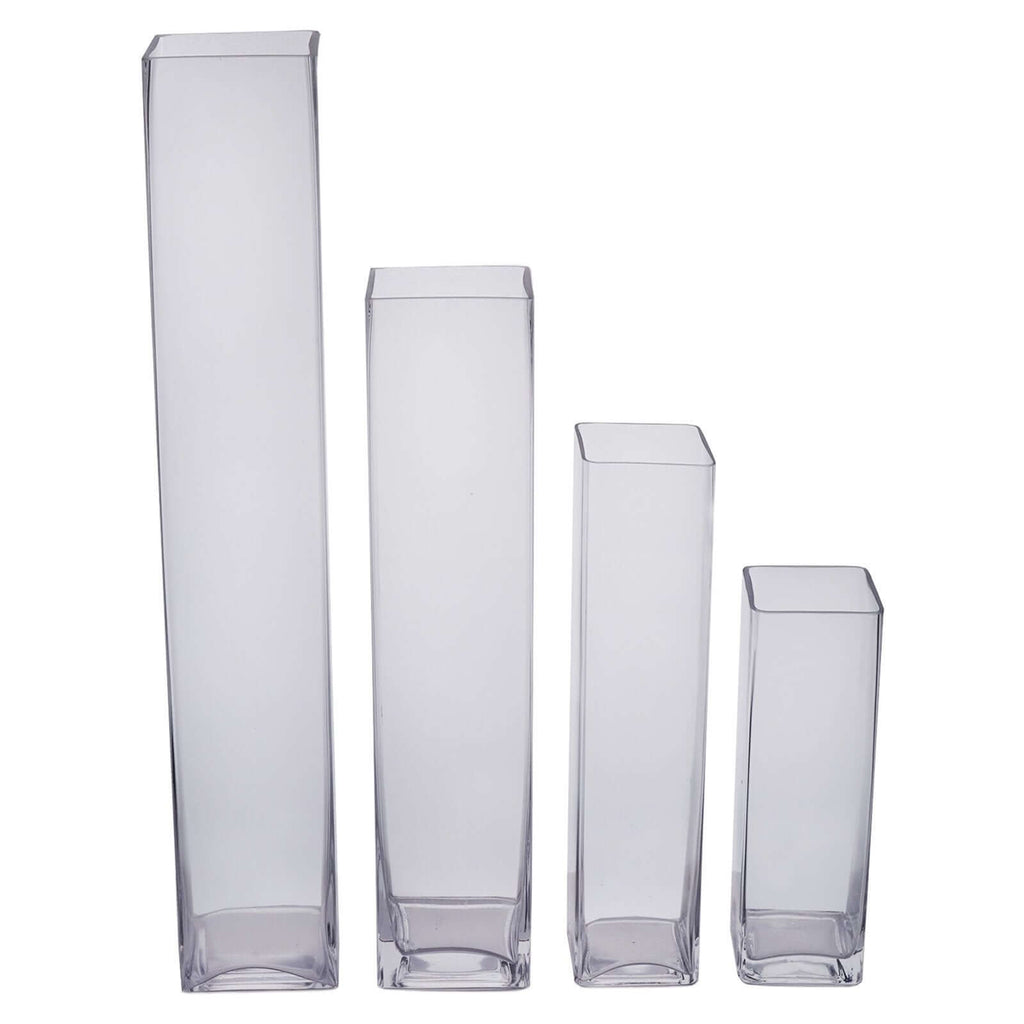 6-Pack Glass Cylinder Vases Square Clear - Durable Heavy Duty Floral Centerpieces for Weddings 18"
