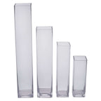 6-Pack Glass Cylinder Vases Square Clear - Durable Heavy Duty Floral Centerpieces for Weddings 18"