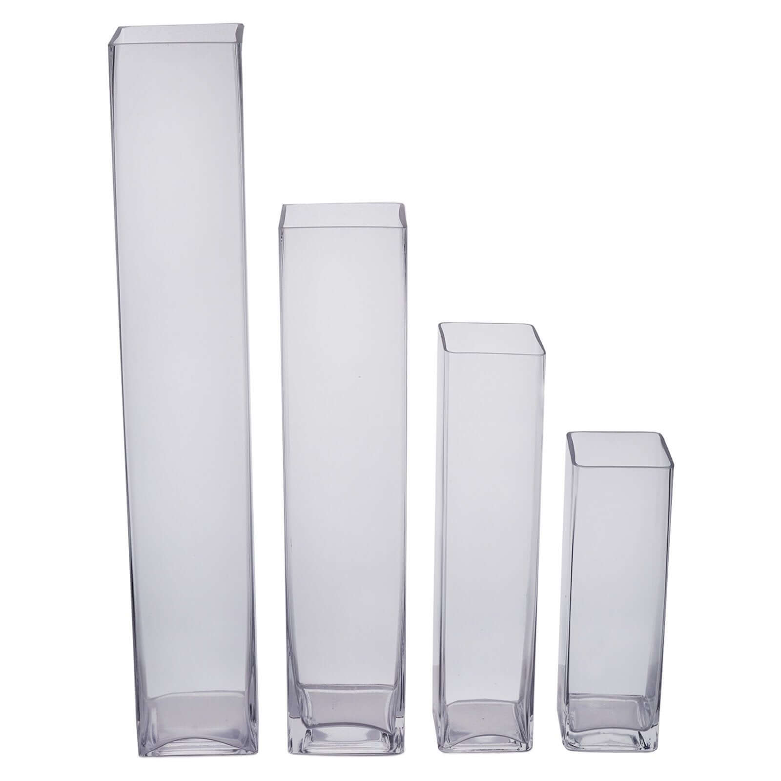 6-Pack Glass Cylinder Vases Square Clear - Durable Heavy Duty Floral Centerpieces for Weddings 18"