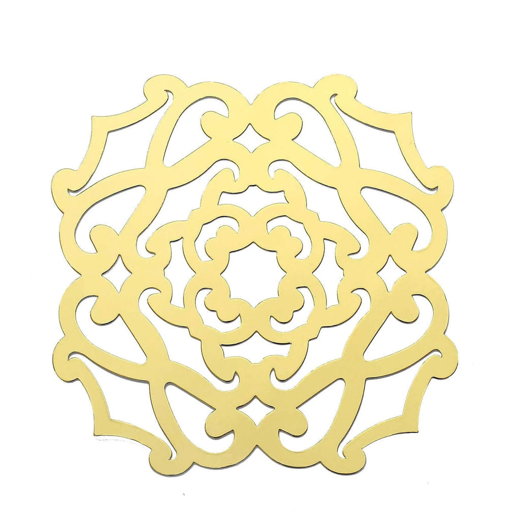 6-Pack Disposable Table Placemats in Metallic Gold Laser Cut Flower Design - 700GSM Cardboard Placemats for Glamorous Table Settings 13"