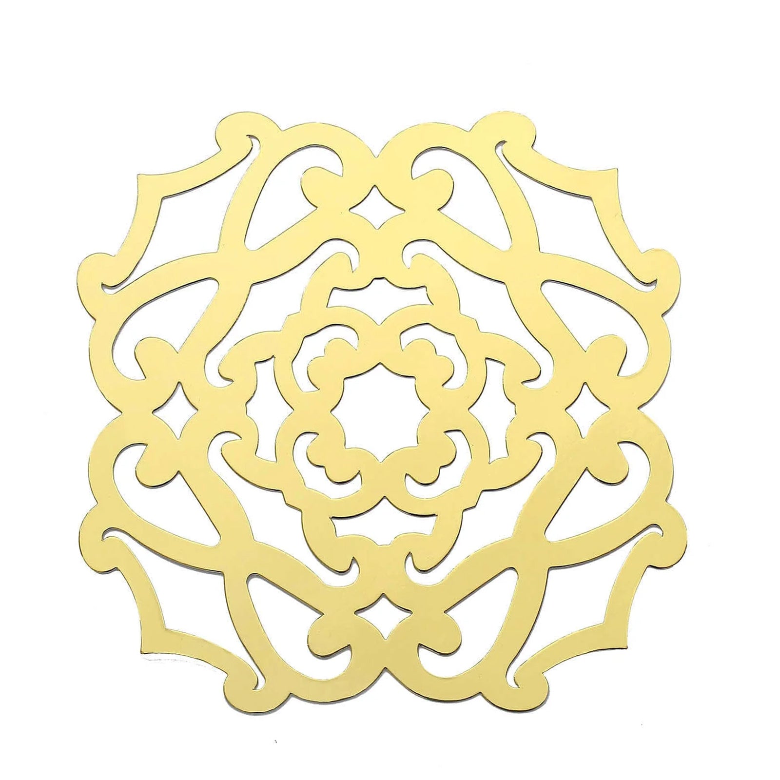 6-Pack Disposable Table Placemats in Metallic Gold Laser Cut Flower Design - 700GSM Cardboard Placemats for Glamorous Table Settings 13"