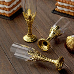 12-Pack Plastic Fillable Mini Candy Container in Champagne Bottle Style Clear Gold - Candy Treat Favor Boxes 4"