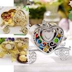 12-Pack Heart Carriage Candy Container Gift Boxes Silver Princess - Stylish Favor Boxes for Special Occasions 4"