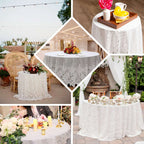 Lace 108" Round Tablecloth Ivory - Premium Design for Formal Table Settings