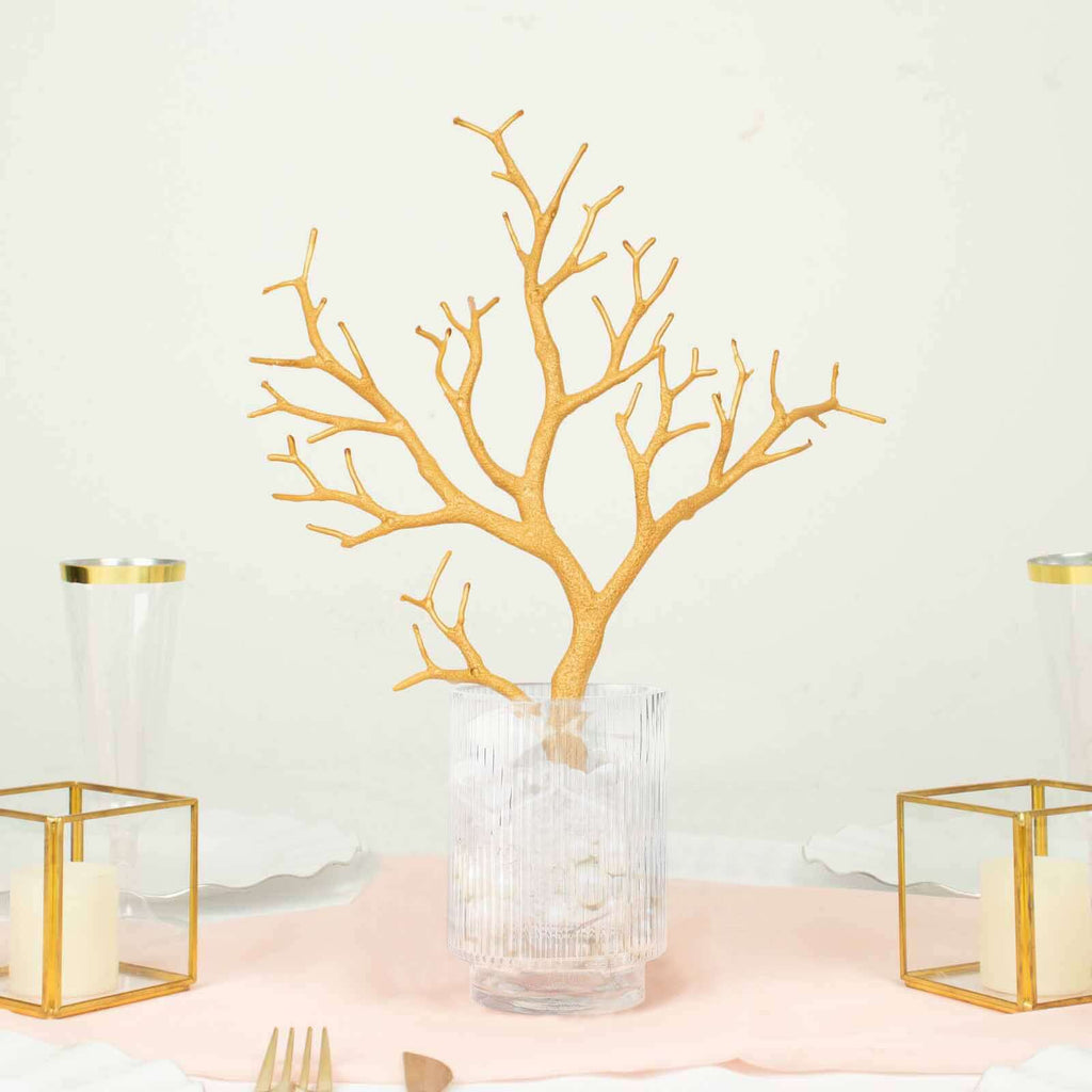 10-Pack Artificial Manzanita Tree Branch Metallic Gold for Vase Filler Home Wedding Centerpiece Ornament 14"