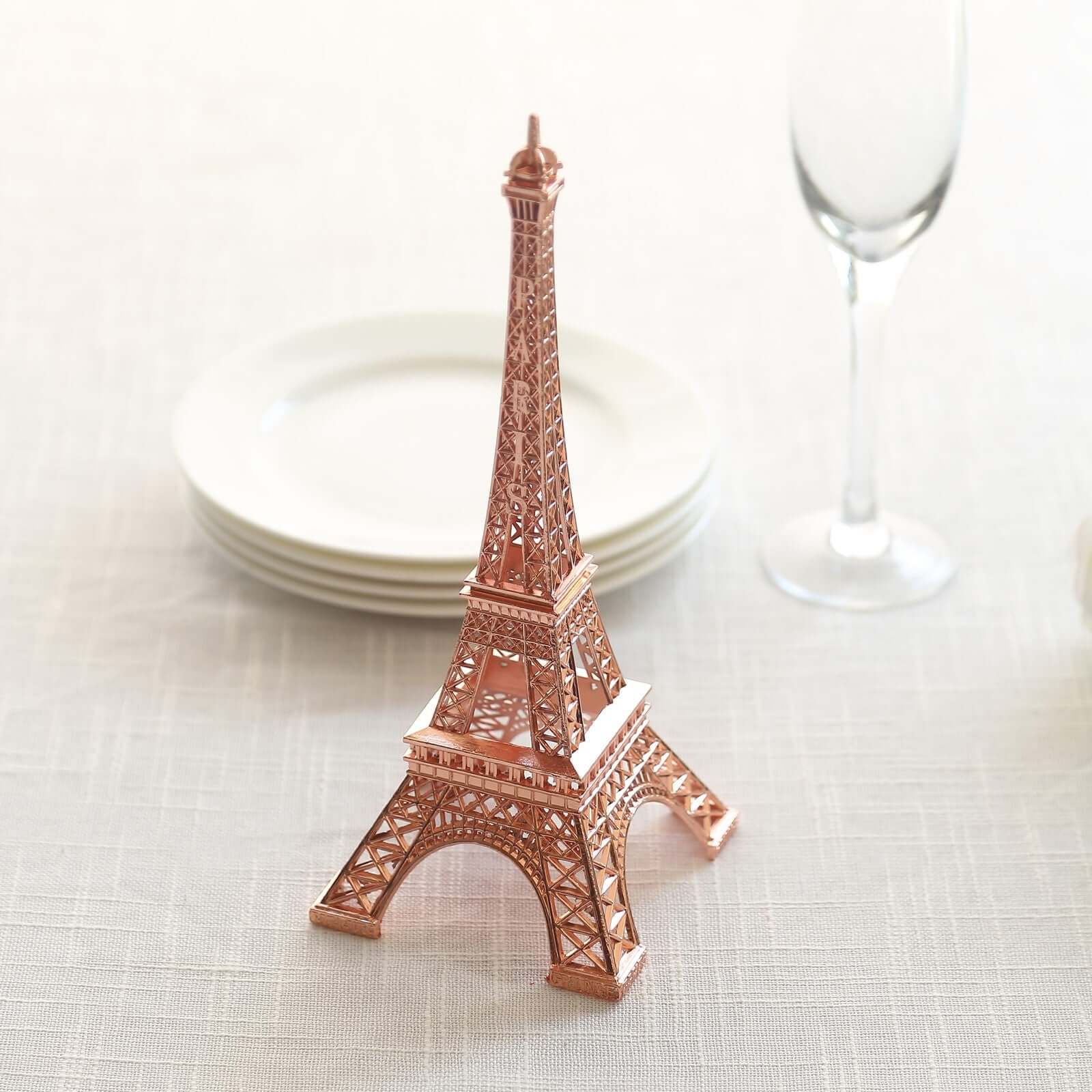 Eiffel Tower Table Centerpiece Metal Rose Gold - Stylish Decorative Cake Topper for Parties & Gatherings 10"