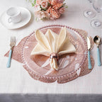 6-Pack Dining Table Mats Monstera Leaf Design Rose Gold - Vinyl Non-Slip Surface for Tropical Themes 18"