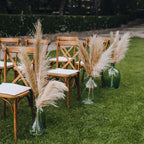 6 Stems Natural Dried Pampas Grass Decor Wheat Tint - Tall Plant Sprays for Boho Chic Vase Displays Backdrops & Event Styling 49"