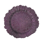 6-Pack Acrylic Plastic Round Charger Plates 13" in Purple with Reef Design, Dinner Charger Tableware