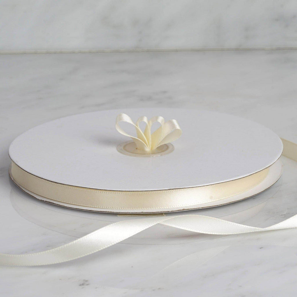 100 Yards 3/8" Ivory Single Face Decorative Satin Ribbon