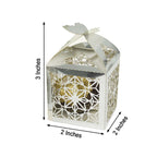 25 Pack Silver Butterfly Top Laser Cut Lace Favor Candy Gift Boxes