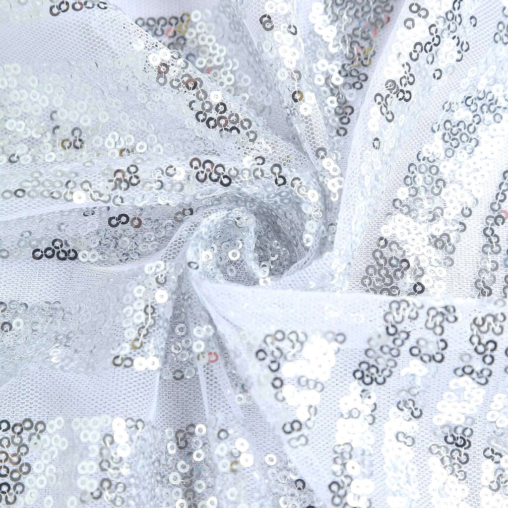 Sequin 120" Round Tablecloth Silver - Seamless Diamond Glitz Table Cover