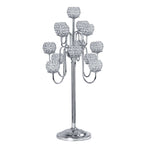 Metal Crystal Beaded Candelabra Silver 13 Arm Design - Table Centerpiece for Events 40"