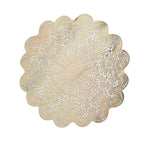 6-Pack Dining Table Mats Floral Lace Design Gold - Vinyl Non-Slip Surface with Vintage Appeal 15"