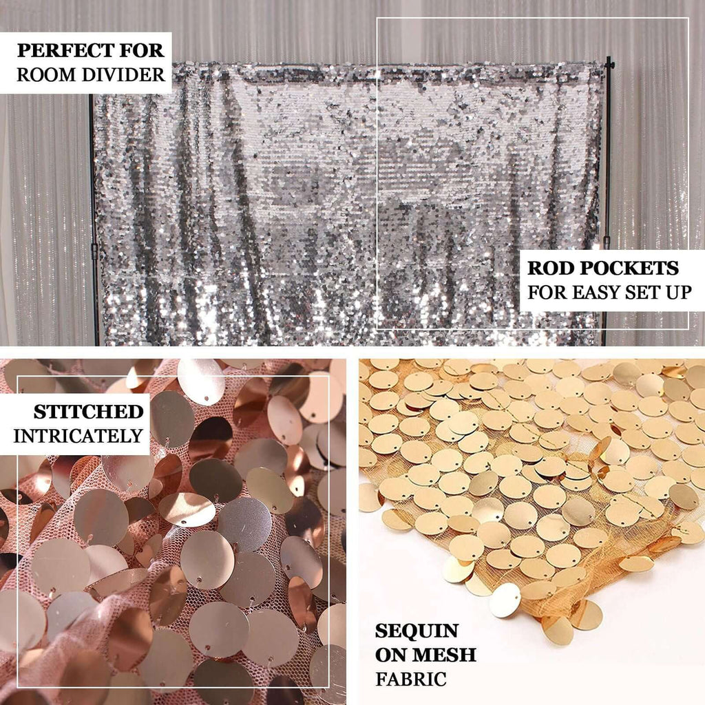 20ftx10ft Silver Big Payette Sequin Event Curtain Drapes, Backdrop Event Panel
