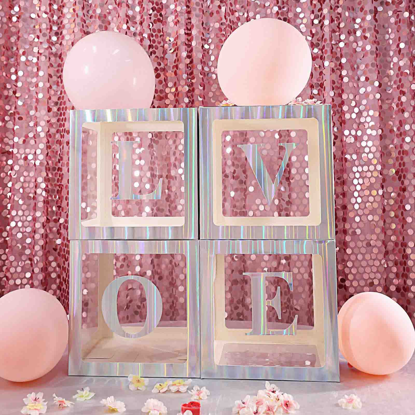 4 Pack 5" Iridescent Alphabet Stickers Banner, Customizable Stick on Letters - L