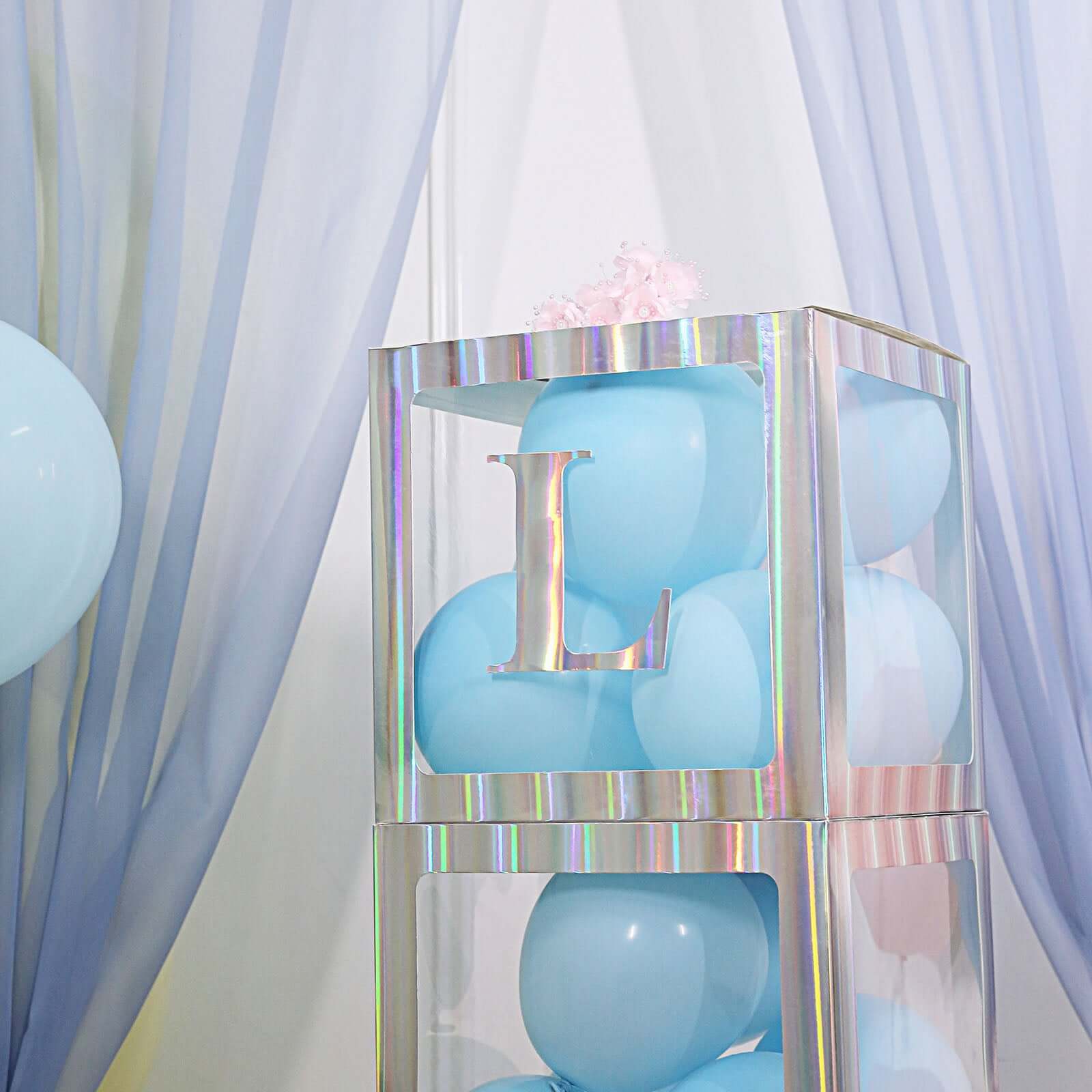 4 Pack 5" Iridescent Alphabet Stickers Banner, Customizable Stick on Letters - L