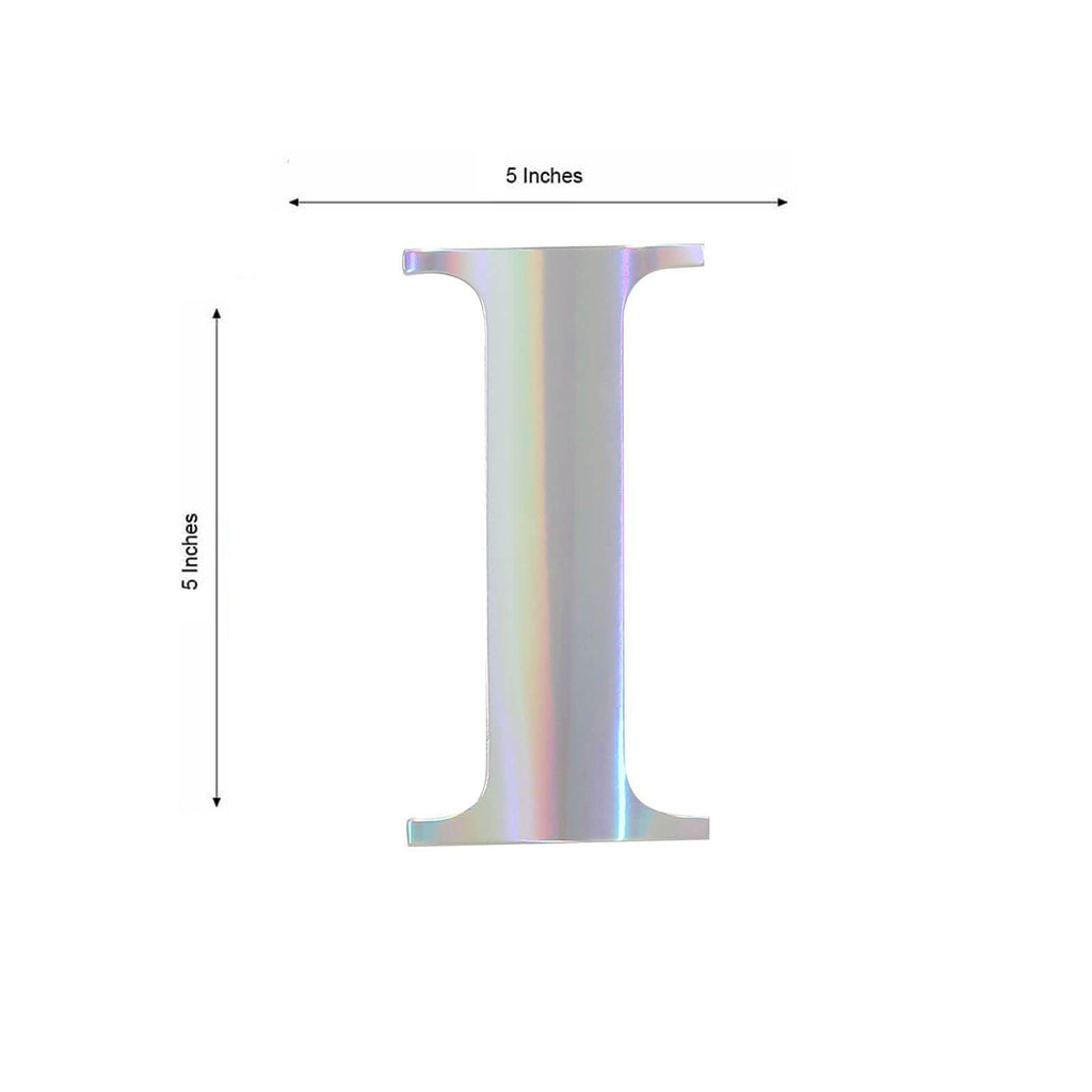 4 Pack 5" Iridescent Alphabet Stickers Banner, Customizable Stick on Letters - I