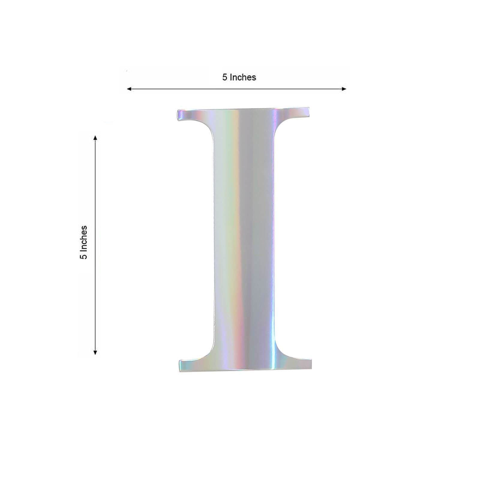 4 Pack 5" Iridescent Alphabet Stickers Banner, Customizable Stick on Letters - I