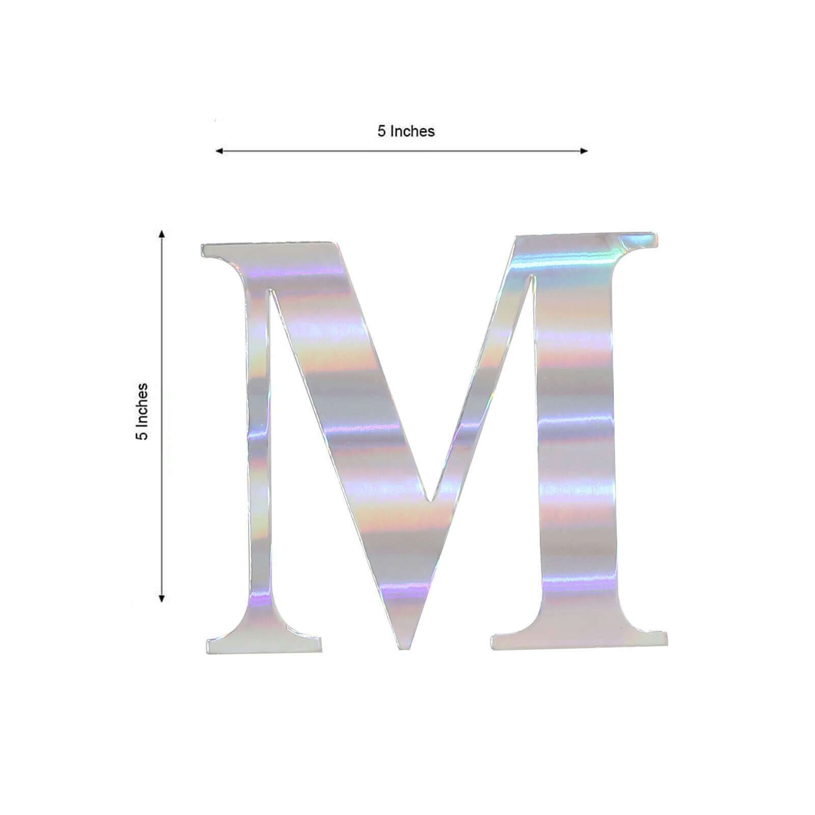 4 Pack 5" Iridescent Alphabet Stickers Banner, Customizable Stick on Letters - M