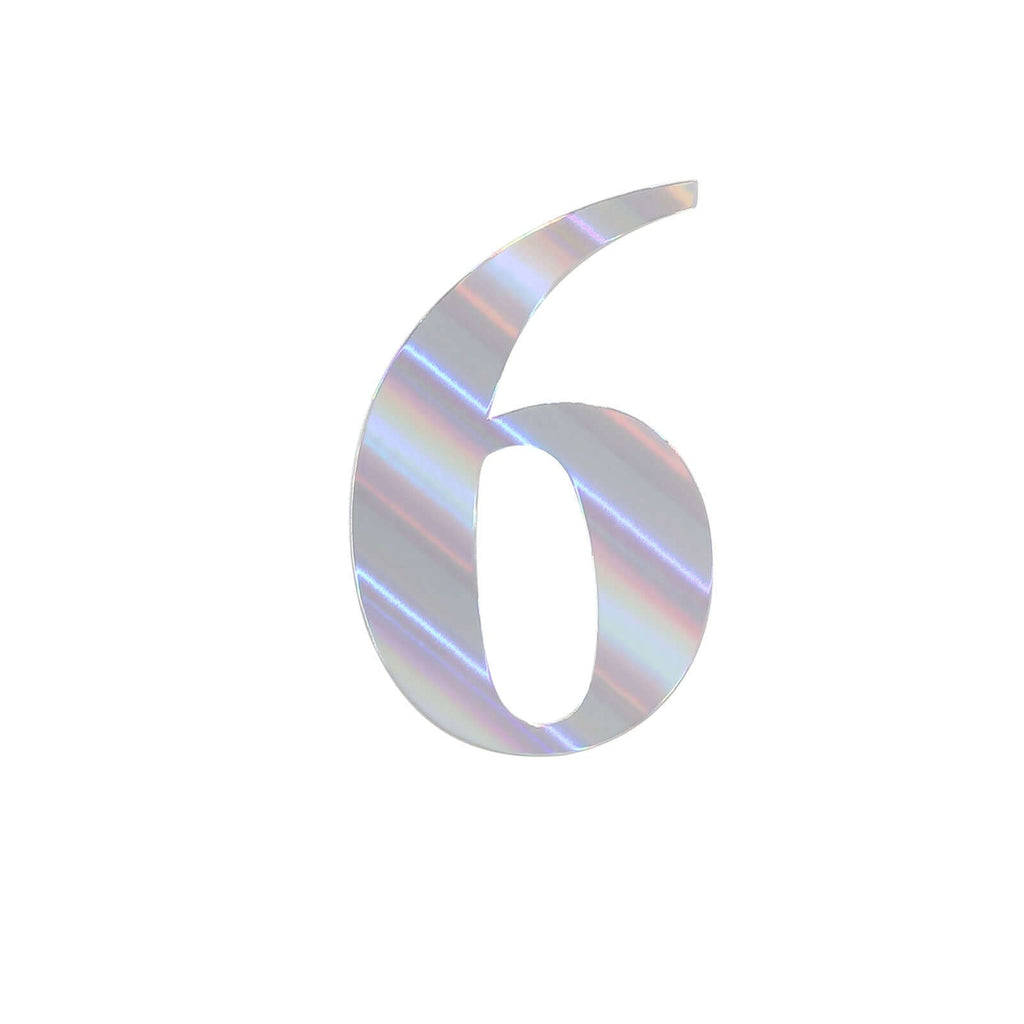 4-Pack Stickers Banner Custom 0-9 Number "6" Design Iridescent - Milestone Age and Date Stick-On Numbers 5"