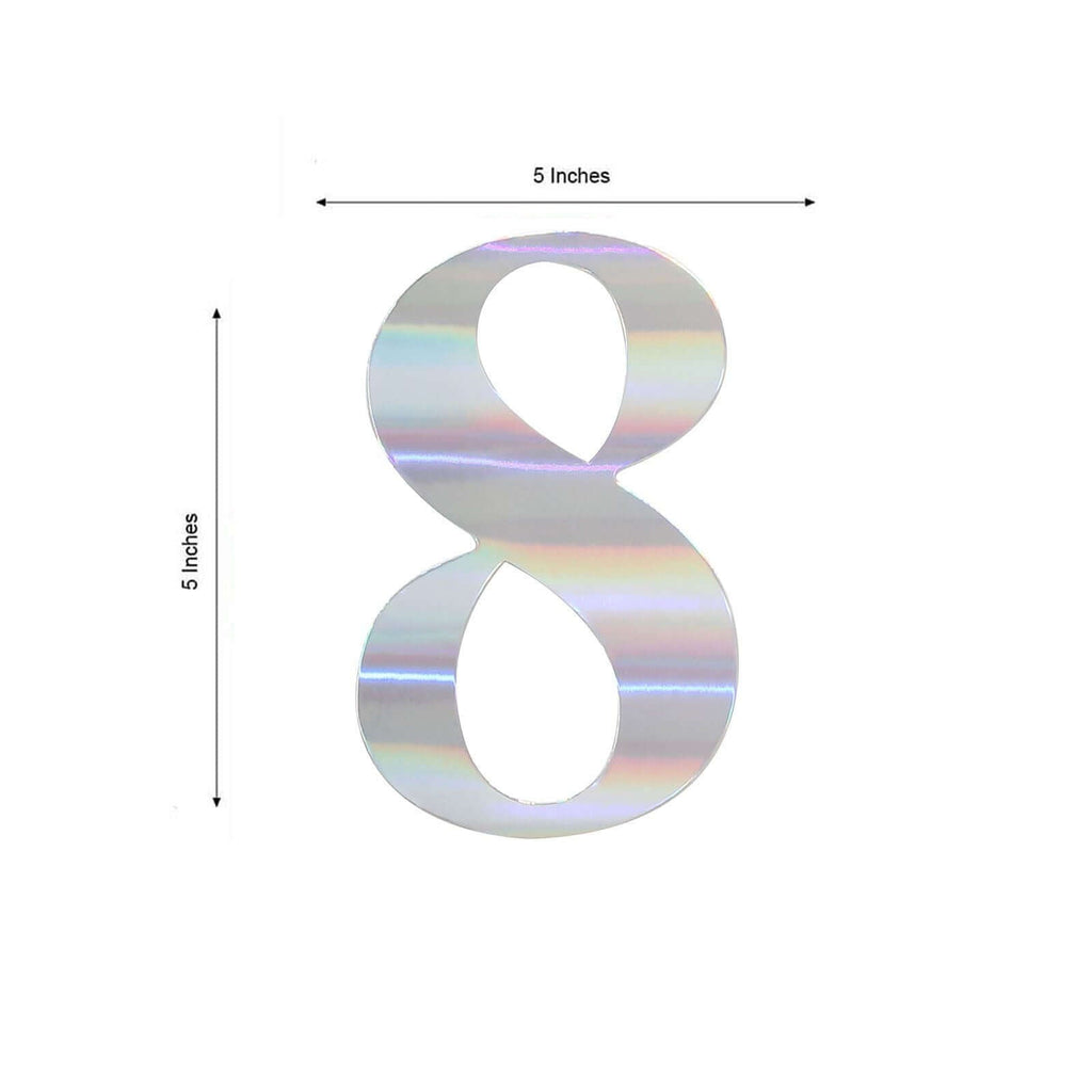 4-Pack Stickers Banner Custom 0-9 Number "8" Design Iridescent - Milestone Age and Date Stick-On Numbers 5"