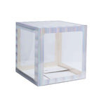 2 Pack 12" Iridescent Clear Baby Shower Party Decoration Boxes, Transparent DIY Balloon Boxes