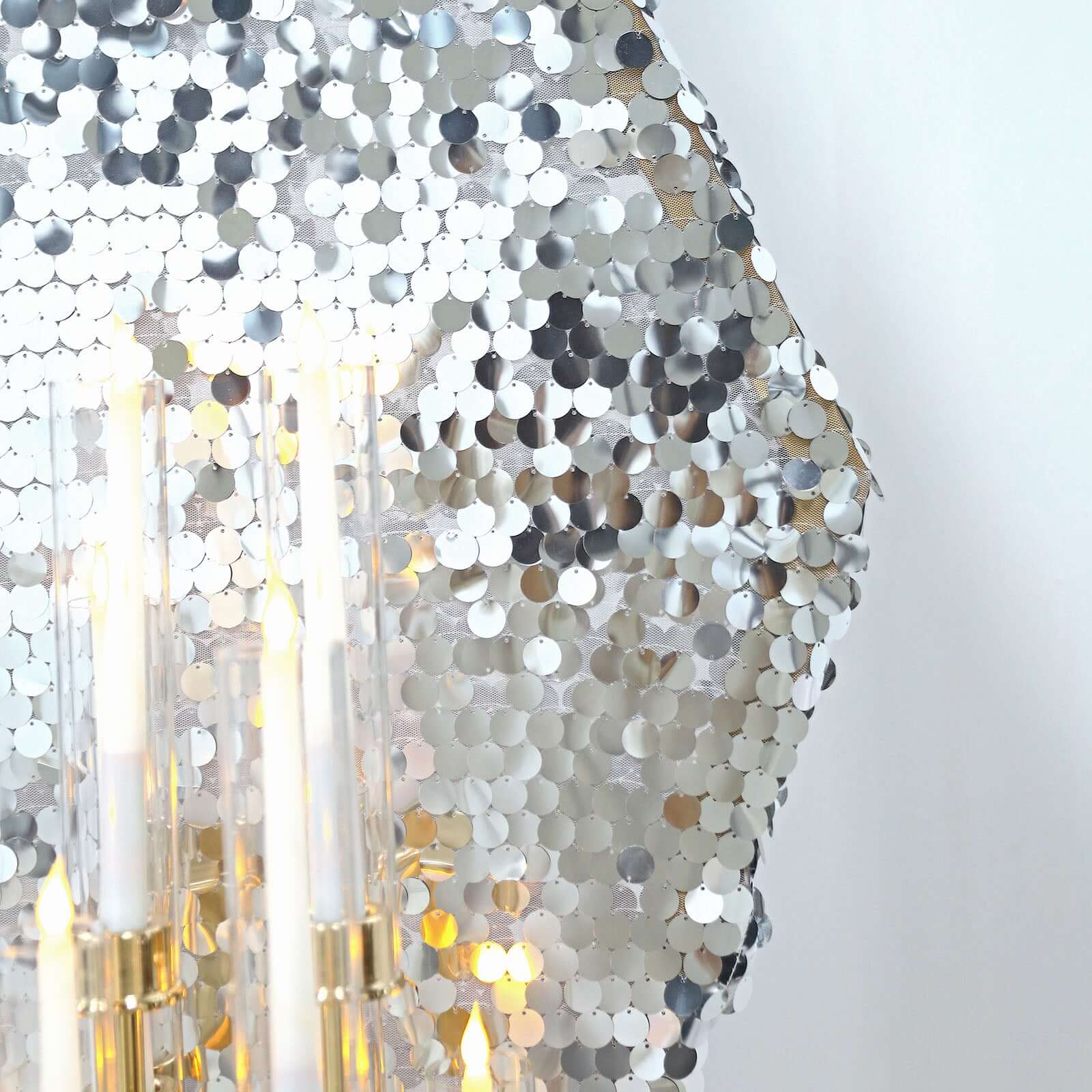 8ftx7ft Silver Big Payette Sequin Sparkly Hexagon Backdrop Stand Cover