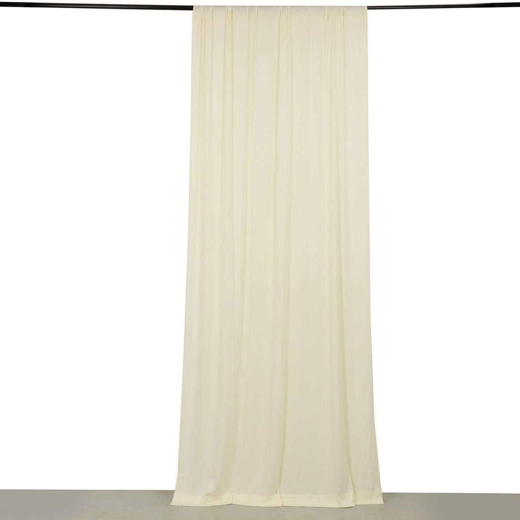 Ivory 4 - Way Stretch Spandex Event Curtain Drapes, Wrinkle Free Backdrop Event Panel with Rod Pockets - 5ftx10ft - Bell Racket Store