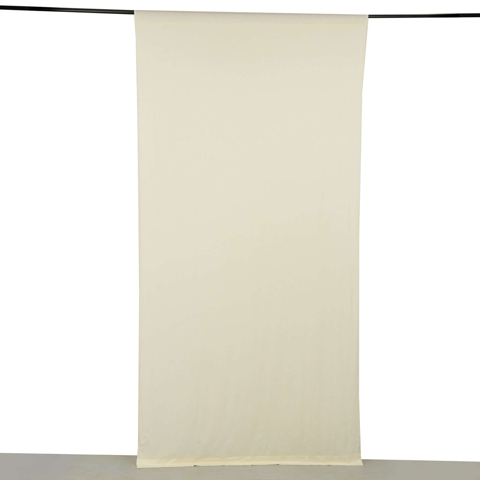 Ivory 4 - Way Stretch Spandex Event Curtain Drapes, Wrinkle Free Backdrop Event Panel with Rod Pockets - 5ftx10ft - Bell Racket Store