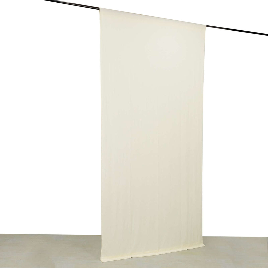 Ivory 4 - Way Stretch Spandex Event Curtain Drapes, Wrinkle Free Backdrop Event Panel with Rod Pockets - 5ftx10ft - Bell Racket Store