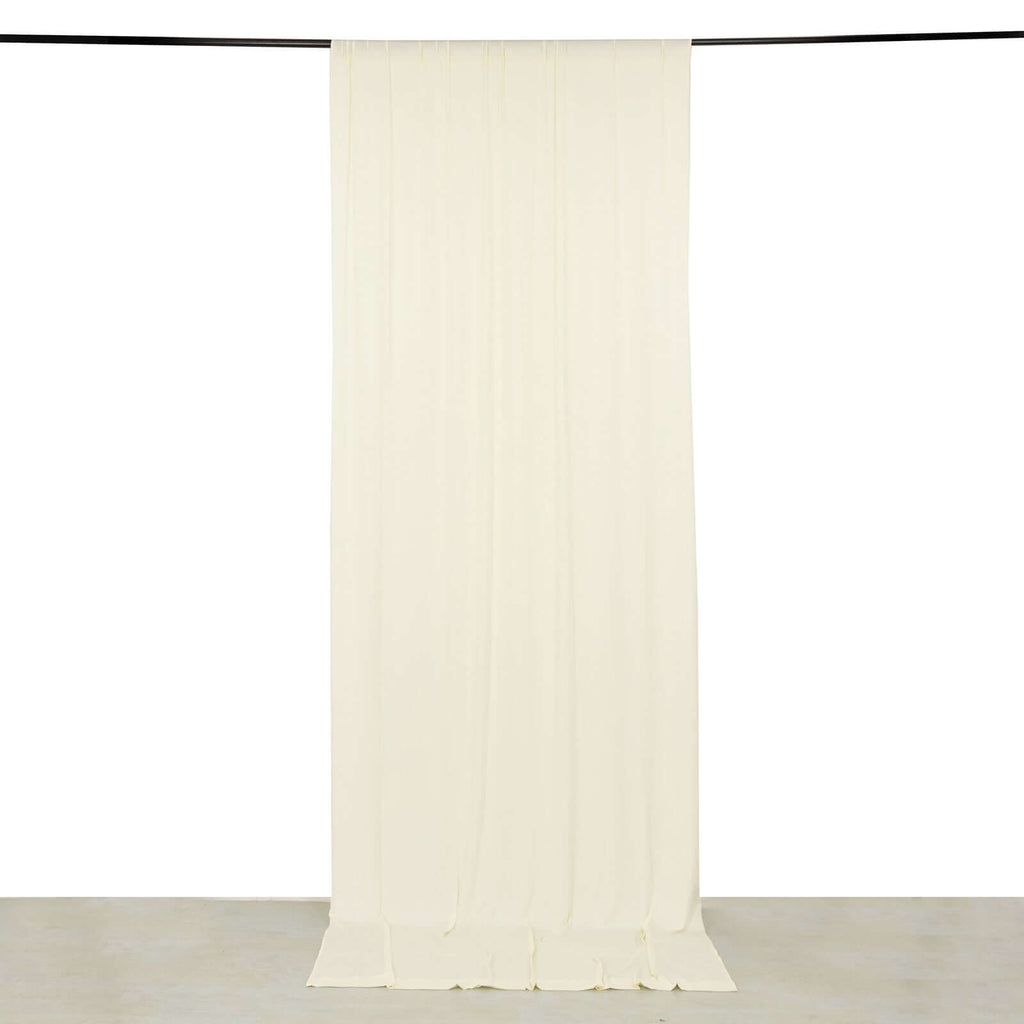 Ivory 4 - Way Stretch Spandex Event Curtain Drapes, Wrinkle Free Backdrop Event Panel with Rod Pockets - 5ftx12ft - Bell Racket Store