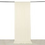 Ivory 4 - Way Stretch Spandex Event Curtain Drapes, Wrinkle Free Backdrop Event Panel with Rod Pockets - 5ftx12ft - Bell Racket Store