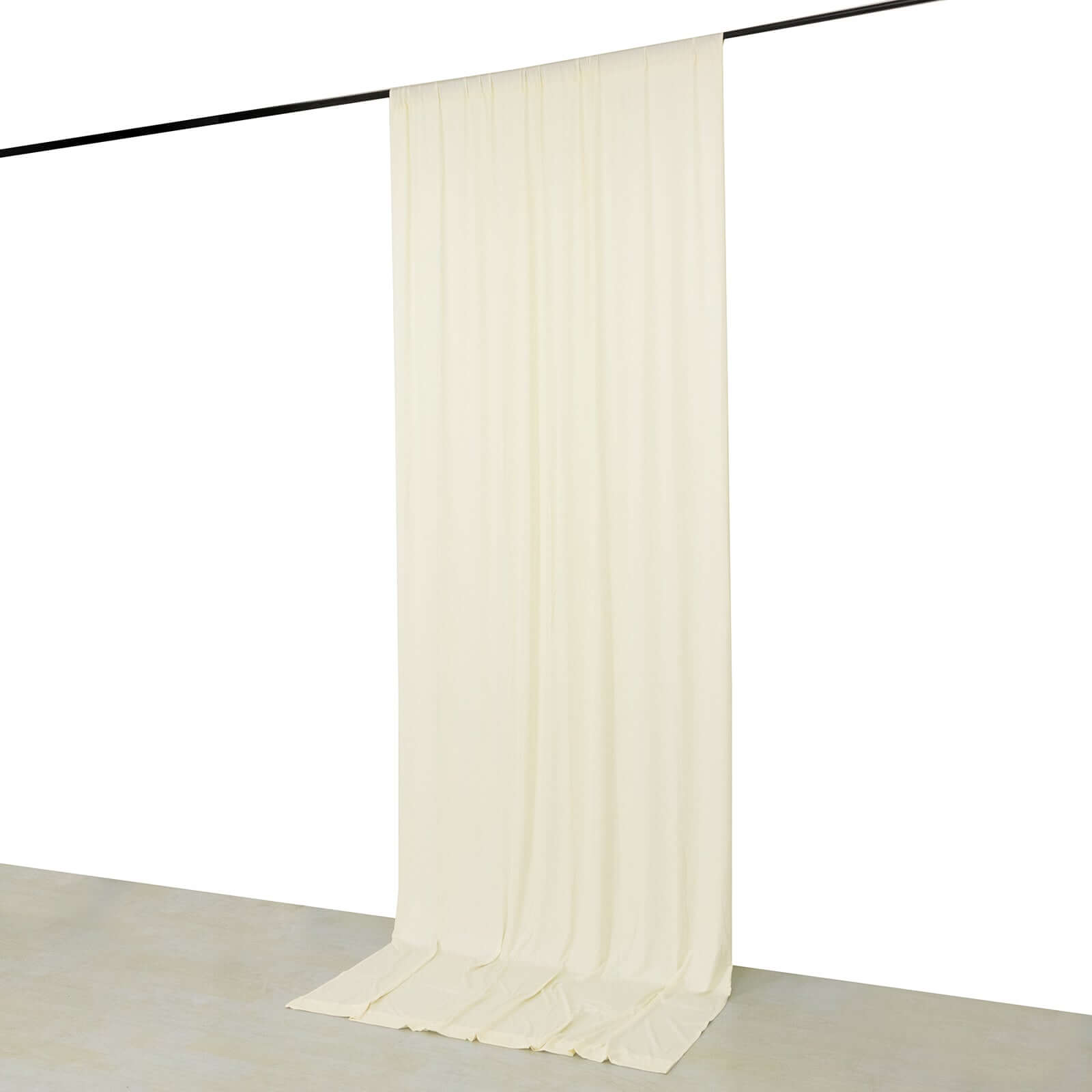 Ivory 4 - Way Stretch Spandex Event Curtain Drapes, Wrinkle Free Backdrop Event Panel with Rod Pockets - 5ftx12ft - Bell Racket Store