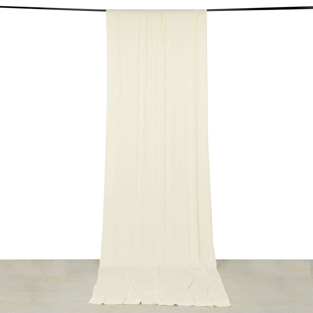 Ivory 4 - Way Stretch Spandex Event Curtain Drapes, Wrinkle Free Backdrop Event Panel with Rod Pockets - 5ftx14ft - Bell Racket Store
