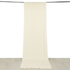 Ivory 4 - Way Stretch Spandex Event Curtain Drapes, Wrinkle Free Backdrop Event Panel with Rod Pockets - 5ftx14ft - Bell Racket Store