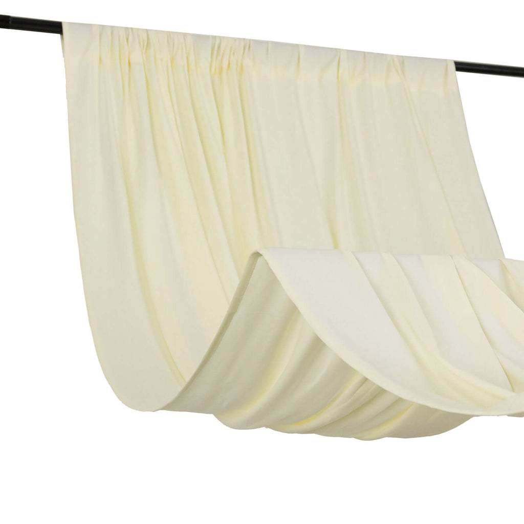 Ivory 4 - Way Stretch Spandex Event Curtain Drapes, Wrinkle Free Backdrop Event Panel with Rod Pockets - 5ftx16ft - Bell Racket Store