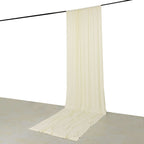 Ivory 4 - Way Stretch Spandex Event Curtain Drapes, Wrinkle Free Backdrop Event Panel with Rod Pockets - 5ftx16ft - Bell Racket Store