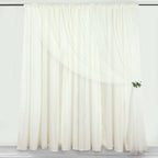 Ivory Chiffon Polyester Event Curtain Drapes, Dual Layer Divider Backdrop Curtain Panels with Rod Pockets - 10ftx10ft - Bell Racket Store