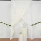 Ivory Chiffon Polyester Event Curtain Drapes, Dual Layer Divider Backdrop Curtain Panels with Rod Pockets - 10ftx10ft - Bell Racket Store