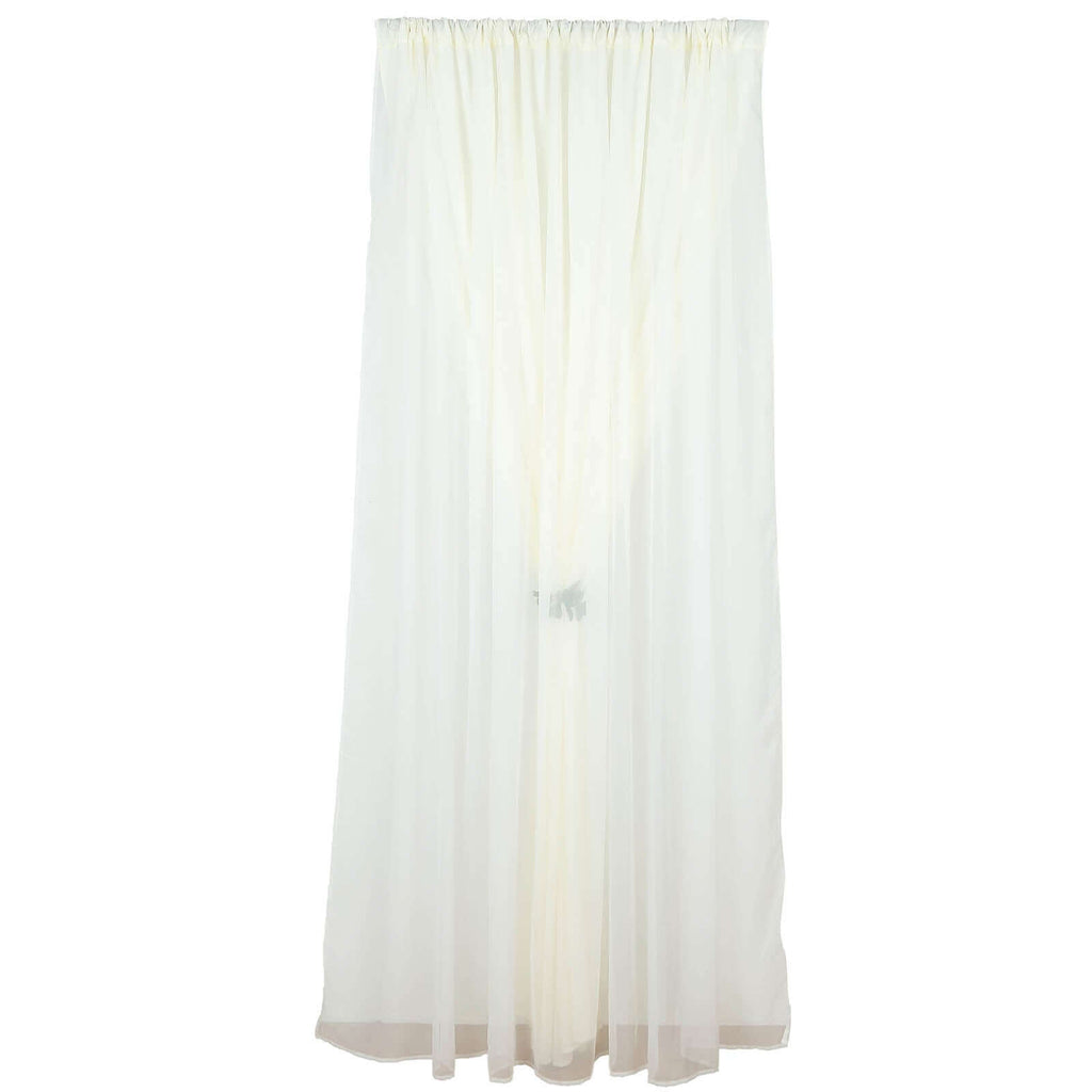 Ivory Chiffon Polyester Event Curtain Drapes, Dual Layer Divider Backdrop Curtain Panels with Rod Pockets - 10ftx10ft - Bell Racket Store