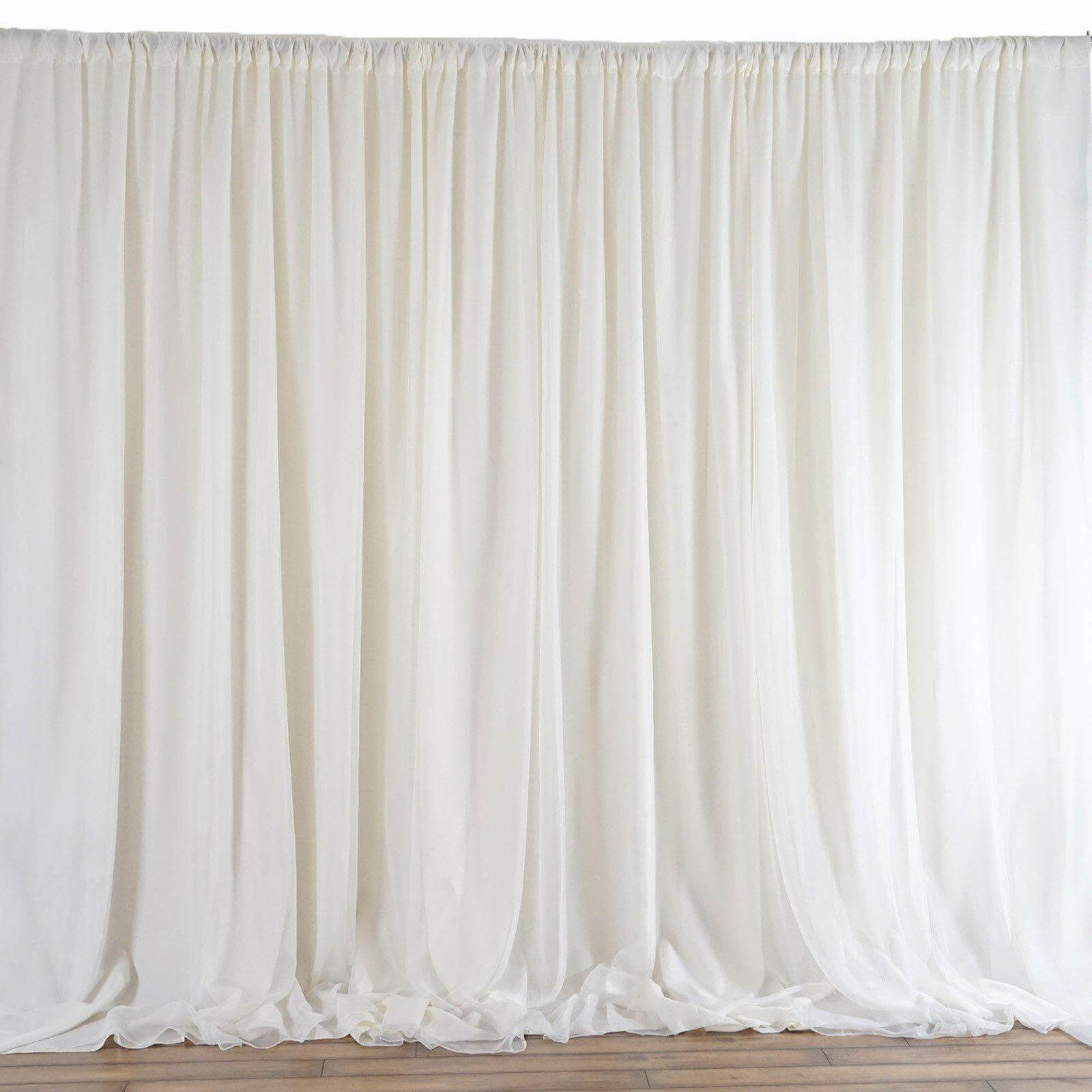 Ivory Chiffon Polyester Event Curtain Drapes, Dual Layer Divider Backdrop Event Panels with Rod Pockets - 20ftx10ft - NestOCart