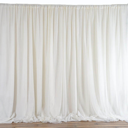 Ivory Chiffon Polyester Event Curtain Drapes, Dual Layer Divider Backdrop Event Panels with Rod Pockets - 20ftx10ft - NestOCart