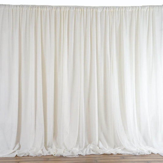 Ivory Chiffon Polyester Event Curtain Drapes, Dual Layer Divider Backdrop Event Panels with Rod Pockets - 20ftx10ft - NestOCart