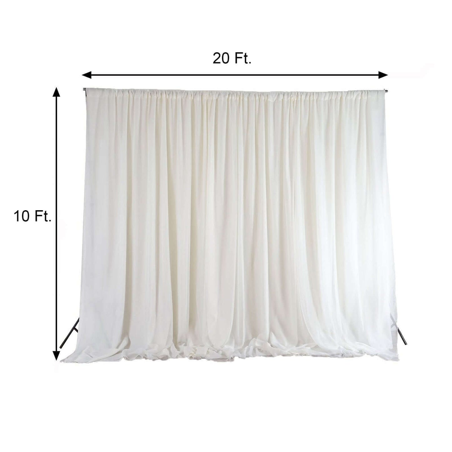 Ivory Chiffon Polyester Event Curtain Drapes, Dual Layer Divider Backdrop Event Panels with Rod Pockets - 20ftx10ft - NestOCart