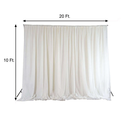 Ivory Chiffon Polyester Event Curtain Drapes, Dual Layer Divider Backdrop Event Panels with Rod Pockets - 20ftx10ft - NestOCart