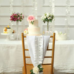 Taffeta Ribbon Sash with 4" Leaf Petal Design Ivory 50ft - Sophisticated Artificial Fabric Garland