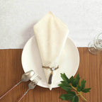 5 Pack Premium Velvet 20"x20" Napkins Ivory - Soft Sheen Finish Cloth Napkins